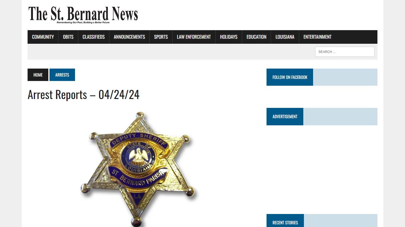 Arrest Reports - 04/24/24 - The St. Bernard News