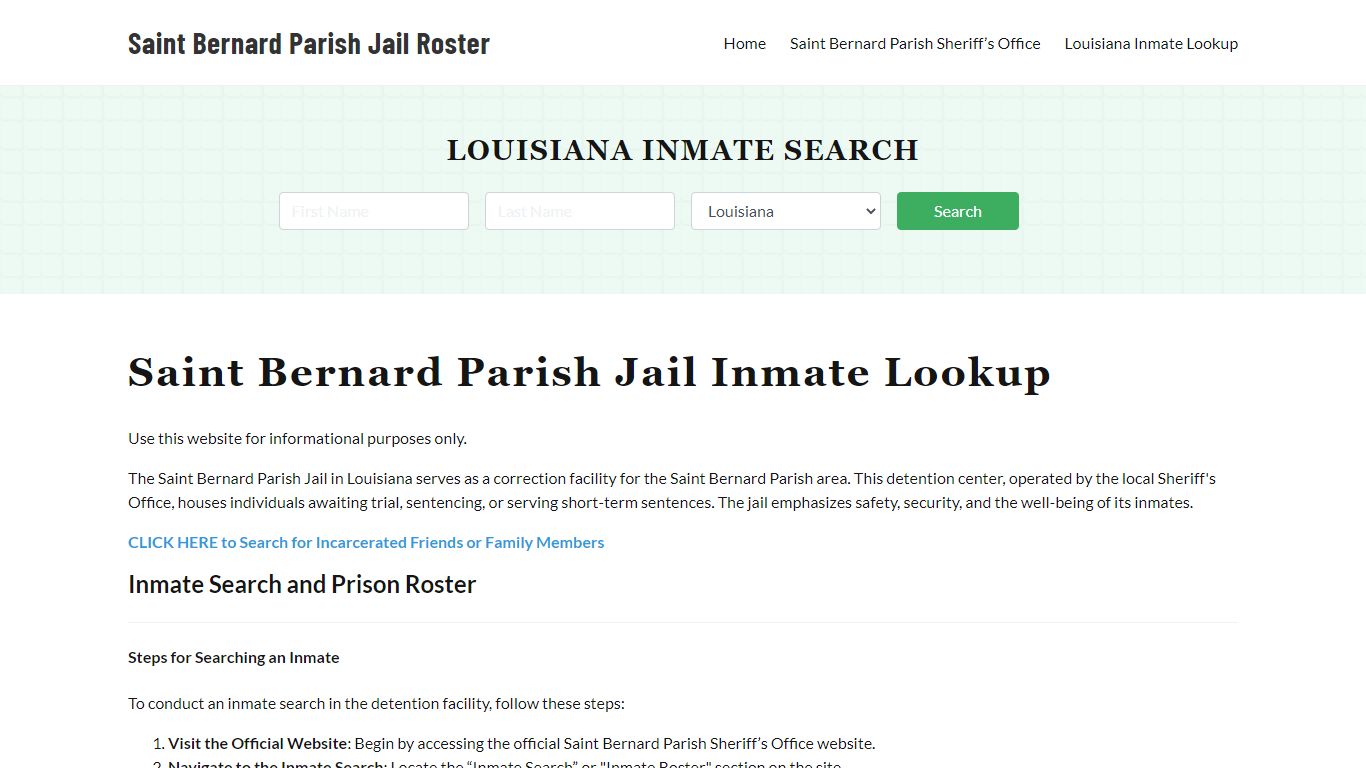 Saint Bernard Parish Jail Roster Lookup, LA, Inmate Search